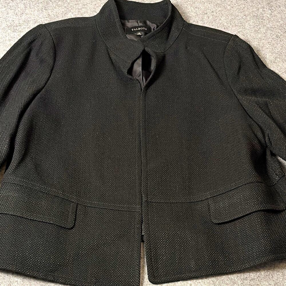 Talbots Black Cropped Notch Lapel Blazer Jacket Lined Woven Plus 18